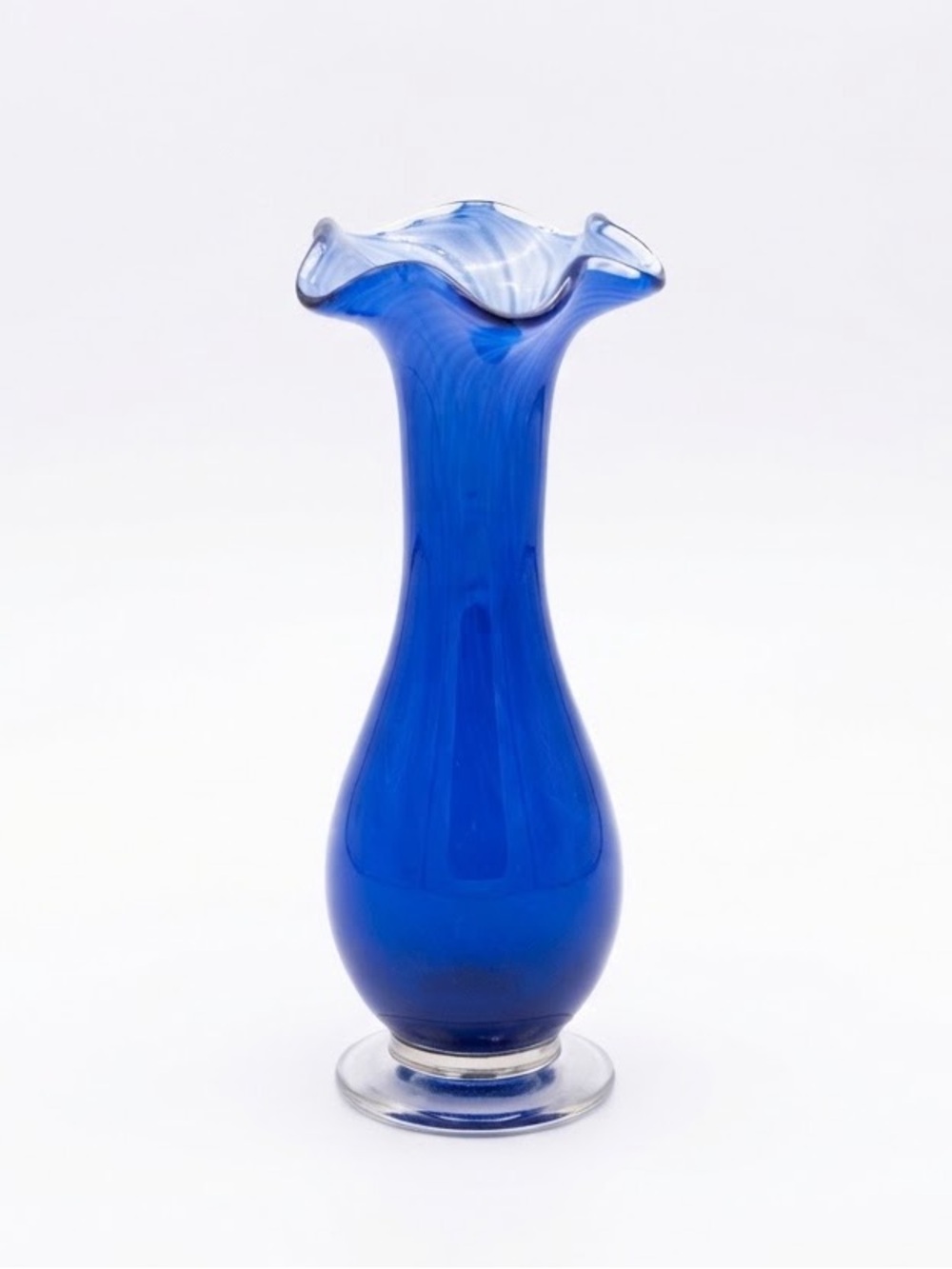 Vintage Cobalt Blue Swirl Art Glass Jack in the Pulpit / Calla Lily Vase